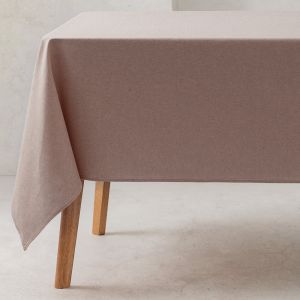 Nappe en 100% coton bio antitaches uni taupe 140x140 cm