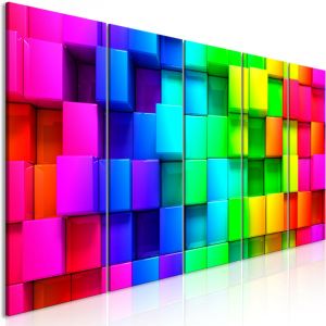 Image de Artgeist Tableau - Colourful Cubes (5 Parts) Narrow - 200x80