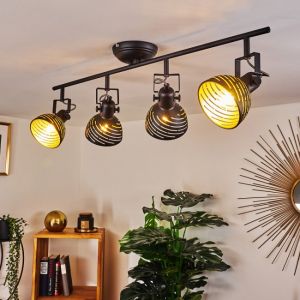 Hofstein Plafonnier Osina en métal noir & or, élégants spots de plafond rétro-chic orientables, idéale dans un salon vintage, effet lumineux au plafond, pour 4 ampoules E14 max. 40 Watt, compatible LED