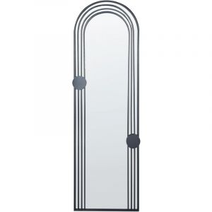 Beliani Miroir Mural Glamour Métal 45 x 146 cm Noir Ajain