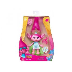 Trolls poppy cheveux colores 23cm accessoire de coiffure et peigne - figurine dessin anime