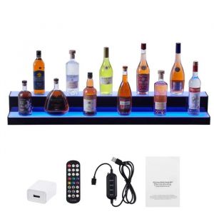 Pr&eacute;sentoir &Agrave; Bouteilles D'alcool &Eacute;clair&eacute; Par Led-Duoku-2 Niveaux-&Eacute;tag&egrave;re De Bar Commerciale &Eacute;clair&eacute;e-Support &Agrave; Whisky