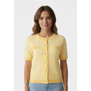 Morgan Gilet manches courtes imprim&eacute; jaune clair femme - Taille S
