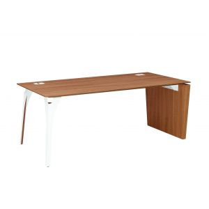 Image de GAUTIER OFFICE Bureau pieds arbre métal - XENON - L190 cm - Finition merisier/blanc