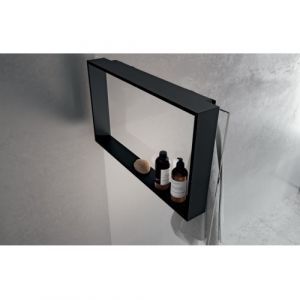 Image de Novellini Étagère et crochet FRAME pour paroi de douche - Noir Mat