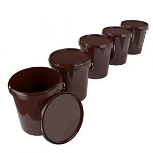 5x Set de seaux pour l'industrie alimentaire et chimique, capacité 15,9 litres, marron