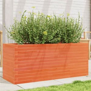 VidaXL Jardinière cire marron 110x40x45,5 cm bois de pin massif, jardinière d'extérieur, bac à fleurs, boîte à plantes, jardinière de terrasse