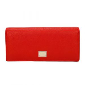 Portefeuille pour Femme Loulou Effet Grainé avec Plaque Métallique Siglée Gallantry Rouge