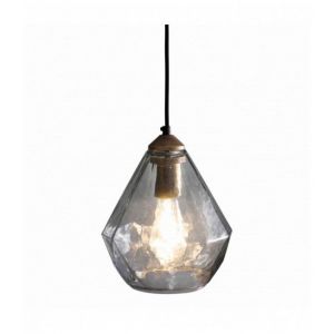 Endon Suspension Ebbe en Fer, Peinture or antique et Verre transparent