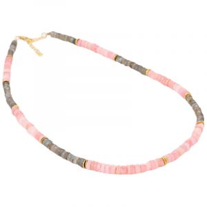 Amazonia - Collier Nahuatl en Labradorite & Opale rose