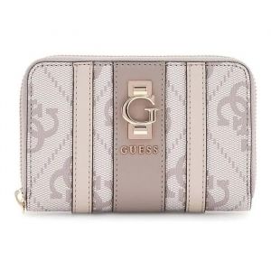 Guess Porte-monnaie taupe crème pour femme - Erenia Zip Around Wallet M Dark Taupe Logo 323265