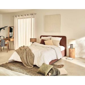 Lit coffre en Tissu 160x200 terracotta