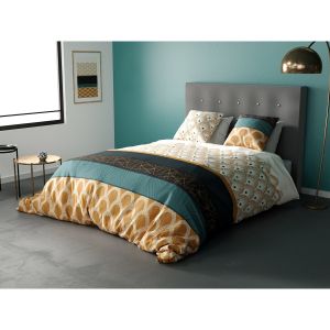 Parure housse de couette coton jaune 240x260 cm