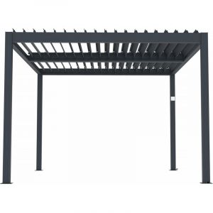 Habitat et Jardin Pergola bioclimatique motoris&eacute;e avec led "Windsor" en aluminium 3 x 4 - Gris