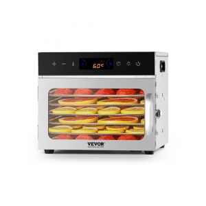 Deshydrateur alimentaire, 6 plateaux en acier inox, sechoir electrique aliments 400 w, temperature reglable, minuterie 24 h, lyophilisateur pour