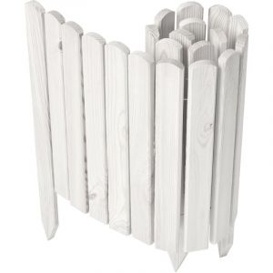 Garronda cl&ocirc;ture de Jardin en Bois Bordure Jardin Cloture Jardin Exterieur, Palissade Bordurette Longueur: 100 cm GD-0148 (Blanc, Hauteur : 40 cm)