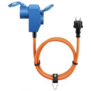 Goobay C&acirc;ble adaptateur CEE pour caravane, 1,5 m, prise avec contact de protection &agrave; 90&deg;, prise avec contact de protection avec couvercles de fermeture, c&acirc;ble de camping, camping-car et caravane 76222