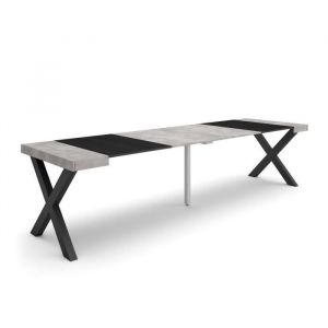 Table console extensible - SKRAUT HOME - RF2823 - 300 - 14 personnes - Pieds bois massif - Ciment