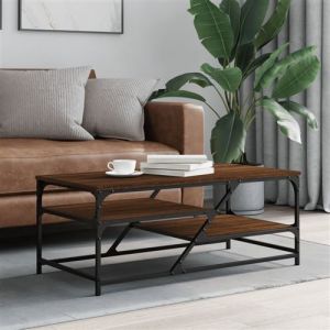 Image de VidaXL Table basse ch&ecirc;ne marron 100x49x40 cm bois d'ing&eacute;nierie