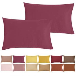 P'tit Basile Lot x2 Taies d'oreiller 35x40 cm bébé - Coton Bio - 57 fils - lie de vin- Tissu 57 fils/cm2 sans substances nocives - berceau lit