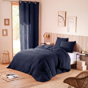 Coton Pur - Pack Housse de couette + Drap housse + 2 Taies d'oreiller en Gaze de Coton nuit - pour lit 160x200 cm