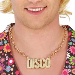 Collier fantaisie pendentif disco chaine 65cm or - générique 17031