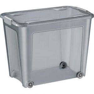 CEP Office Solutions Boîte de rangement à roulettes avec couvercle et poignées clips - Polypropylène - 67 Litres - Gris translucide