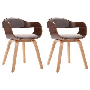 VidaXL Chaises de salle à manger 2 pcs Taupe Bois courbé et tissu