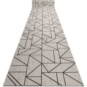 80x200 Cm Tapis De Couloir Sizal Floorlux Modèle 20605 Triangles, Géométrique Argentin / Noir 80 Cm