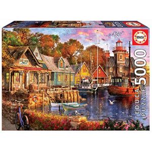 Image de Educa Borrás-5000 Coucher De Soleil sur Le Port Puzzle, 18015, Varié