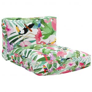 VidaXL Coussins de canap&eacute; palette 2 pcs multicolore Tissu - Vert et rose