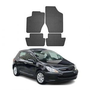 Omac Tapis de Sol pour Peugeot 307 2001-2008 Caoutchouc Noir