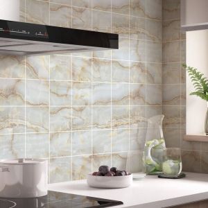 Sticker Mural Carrelage adhésif Cuisine Salle de Bain - 24 STICKERS CARRELAGES MARBRE DE OROTAVA - 24stickers10x10cm