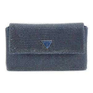 GUESS Sac de soir&eacute;e bleu pour femme - Zalina Mini Flap Clutch Slate 313063