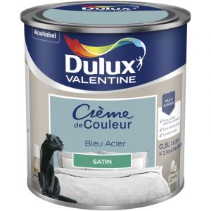 Dulux Valentine Peinture Cr&egrave;me De Couleur Satin Bleu Acier 0,5 L