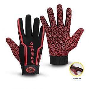 Optimum Velocity Gants de Rugby Homme, Noir/Rouge, XL