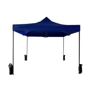 Rebecca Mobili Gazebo Chapiteau Pliant Bleu 4 Poids Métal Polyester Terrasse 3x3