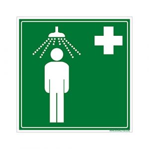 Panneau Douche de Sécurité. Panneau Signalisation Évacuation et Secours. Autocollant Douche d'urgence, PVC, Alu - 250 x 250 mm - Aluminium 2 mm - Aluminium 2 mm -