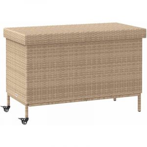 VidaXL Boîte de rangement de jardin et roues résine tressée