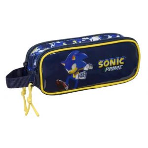 Safta Sonic City - Trousse Double Enfant, idéale pour Les Enfants d'âge Scolaire, Confortable et Polyvalente, qualité et résistance, 21 x 6 x 8 cm, Bleu, M, Décontracté