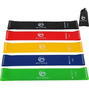 Bandes Elastiques De Resistance Fitness Lot De 5 Niveaux Pour Musculation Yoga Pilates Avec Sac De Transport - Hct Style