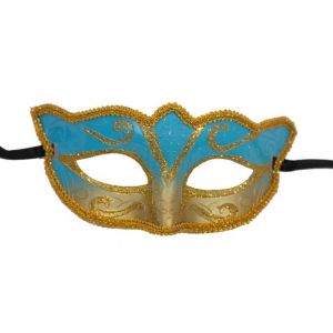 Ruedelafete Loup vénitien turquoise et or