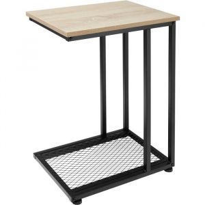 TecTake Table d'appoint ETON Bout de Canap&eacute; Style Industriel Aspect Bois Table Basse avec &Eacute;tag&egrave;re en Treillis &ndash; Marron Clair