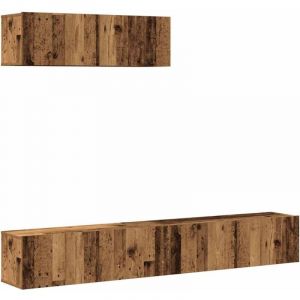 VidaXL Ensemble De Meuble Tv Mural 3 Pcs Vieux Bois Bois D'ingénierie
