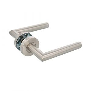 Amig - Jeu de poignées avec rosette de porte | 136 x Ø19 mm | Carré de 8 mm | Poignée design élégant et simple | Acier inoxydable argenté mat