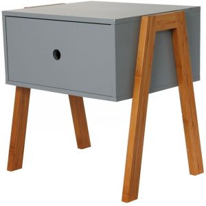 The home deco factory Table de chevet scandi Anja - L. 44 x H. 45 cm - Gris