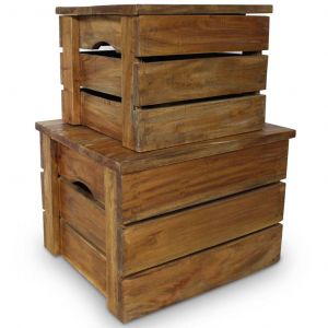 VidaXL Jeu de caisse de rangement 2 pcs Bois de r&eacute;cup&eacute;ration massif