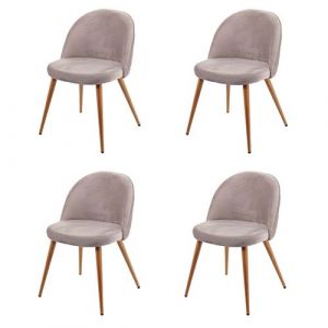 Mendler 4x chaise de salle à manger HWC-D53, fauteuil, style rétro années 50, en velours ~ gris brun