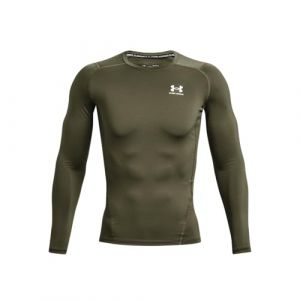 Under Armour Heatgear T-Shirt de Compression &agrave; Manches Longues Sweat Homme, Marine OD Vert/Blanc, XL