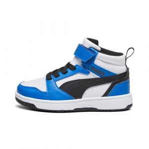 Puma Rebound V6 Mid AC+ PS Basket, White Black-Racing Blue, 31 EU